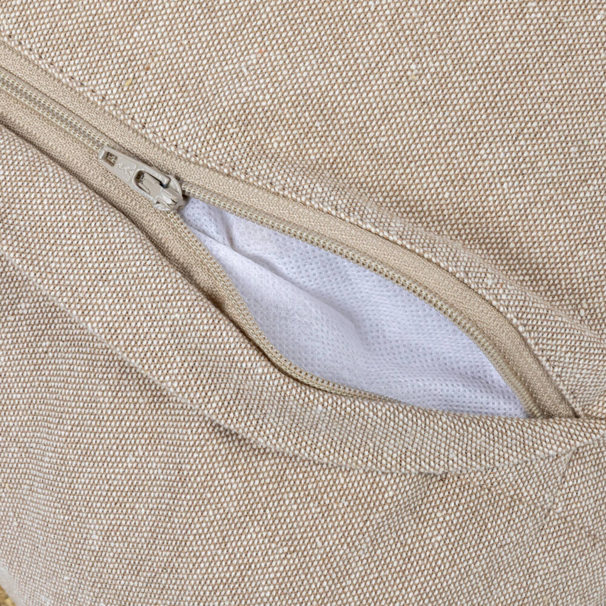 Hello Honey® Mustard Cotton Tufted Pillow with Natural Chambray Back